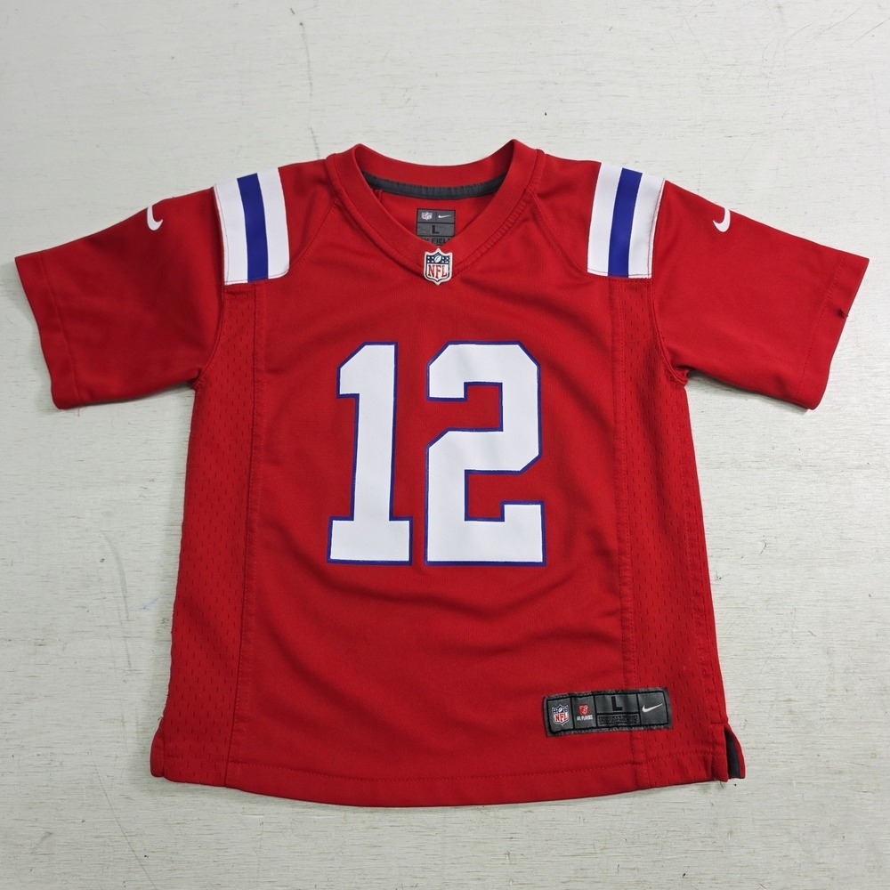 Nike New England Patriots Tom Brady NFL Jersey #12 Red Youth Boys Sz L (7)